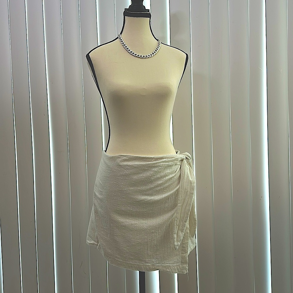 Linen Cream Wrap Skort Size XXL